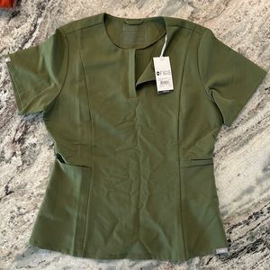 Figs Bristol Slim Henley Scrub Top- Dark Olive (Small)